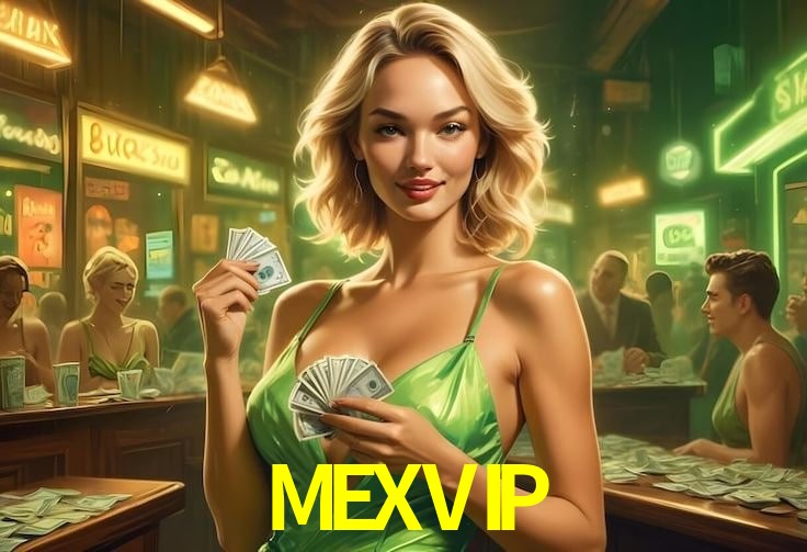 Escena dinámica inspirada en casino con iluminación MEXVIP, cartas, fichas e íconos de juegos digitales en un espacio moderno de juegos.